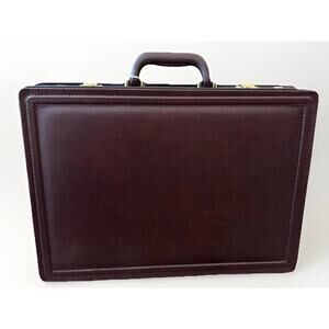 Vintage Reed Leather Briefcase Brown Hard Case Attache Lawyer Business Case